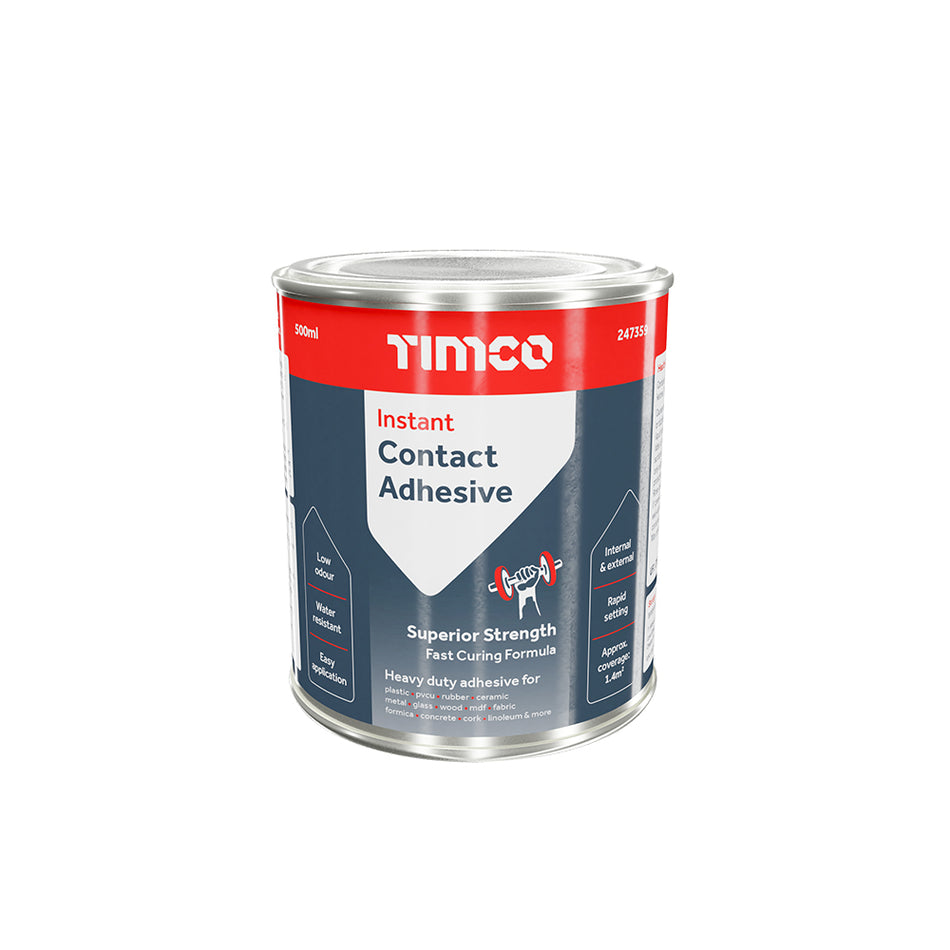 TIMCO Contact Adhesive, Rapid Setting Multi-Purpose Impact Resistant Adhesive - 500ml