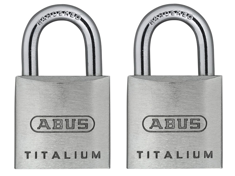 ABUS Mechanical 64TI/20mm TITALIUM™ Padlock Carded Twin Pack