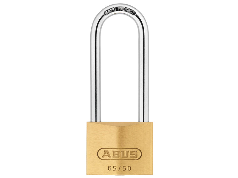 ABUS Mechanical 65/50mm Brass Padlock 80mm Long Shackle Carded