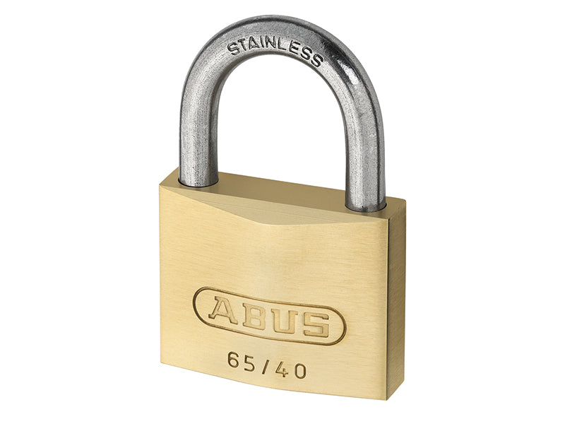 ABUS Mechanical 65IB/40mm Brass Padlock Stainless Steel Shackle Keyed Alike 6405