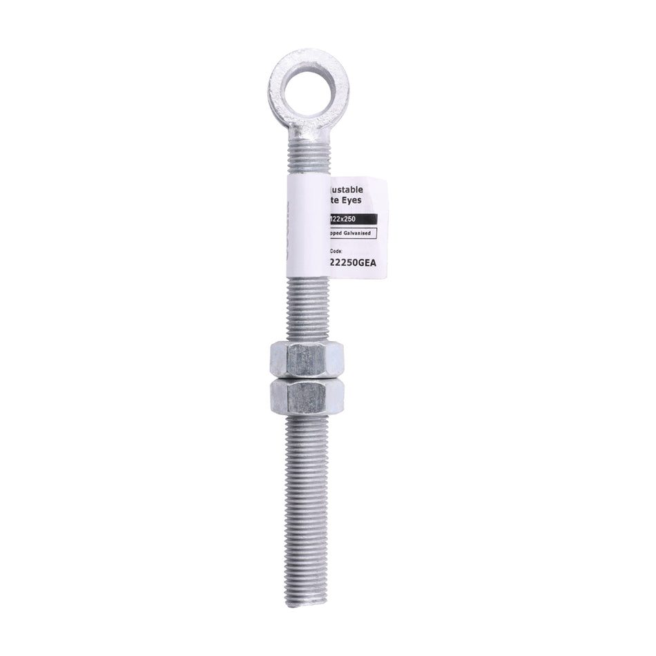 TIMCO Adjustable Gate Hinge Eyes with Nuts Hot Dipped Galvanised - M22 x 250