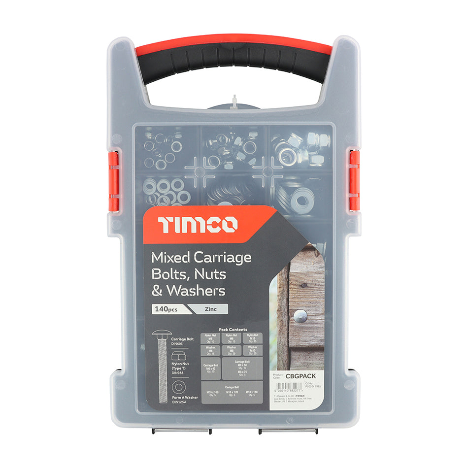 TIMCO Carriage Bolt Mixed Grab Pack - 140pcs