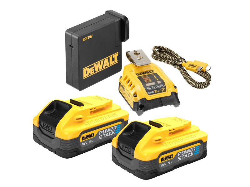 DEWALT DCB094 H2USB-C POWERSTACK™ Starter Kit 18V 2 x 5.0Ah Li-ion