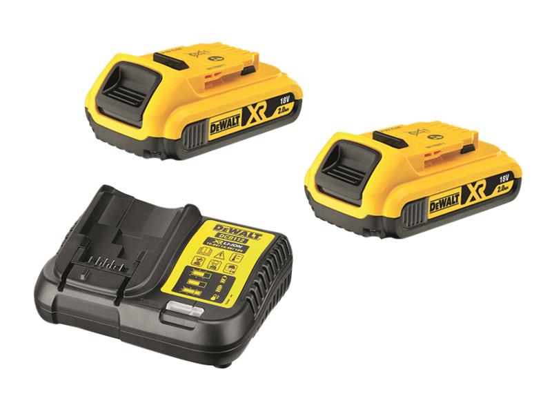 DEWALT DCB183 2C 18V Battery & Charger Pack - 2 x 2Amp Batteries + 1 x DCB112 Charger