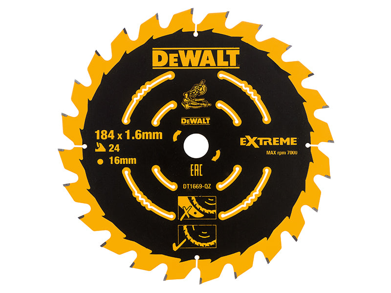 DEWALT Cordless Mitre Saw Blade For DCS365 184 x 16mm x 24T