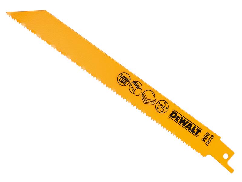 DEWALT Bi-Metal Reciprocating Blade for Plastic & Pipes 203mm (Pack 5)