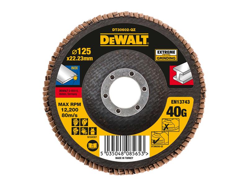 DEWALT DT30602 Extreme Metal Flap Disc 125 x 22.2mm x 40G