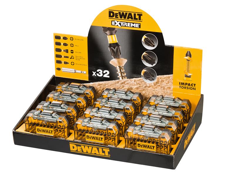 DEWALT Display of 12 Flex Torque Impact Bit Sets, 32 Piece