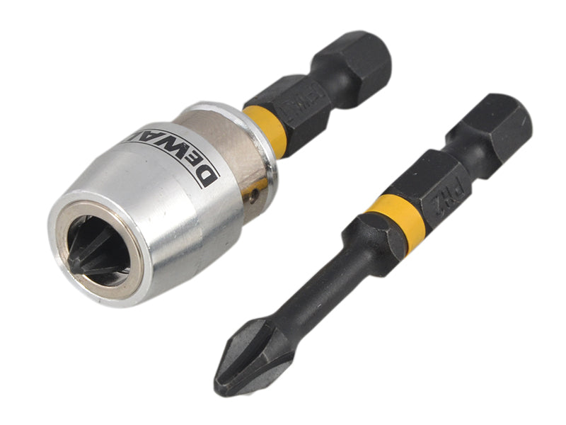 DEWALT Impact Torsion Bits PH2 x 50mm (x2) and Magnetic Screwlock Sleeve