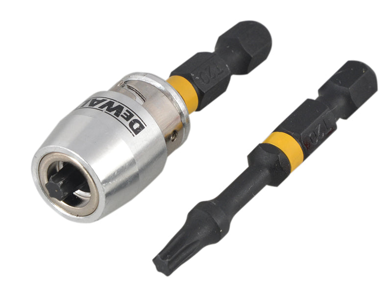 DEWALT Impact Torsion Bits TX0 x 50mm (x2) and Magnetic Screwlock Sleeve