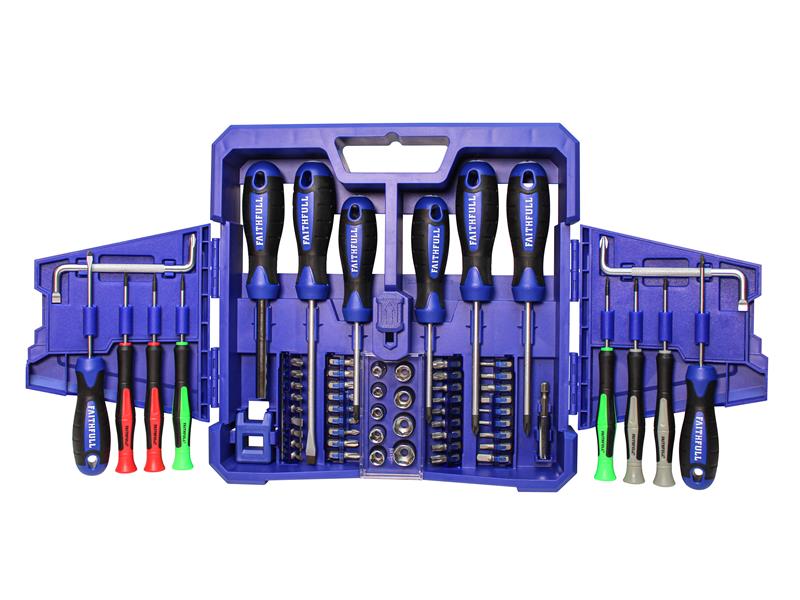 Faithfull Fold Out Screwdriver & Bit Set, 63 Piece