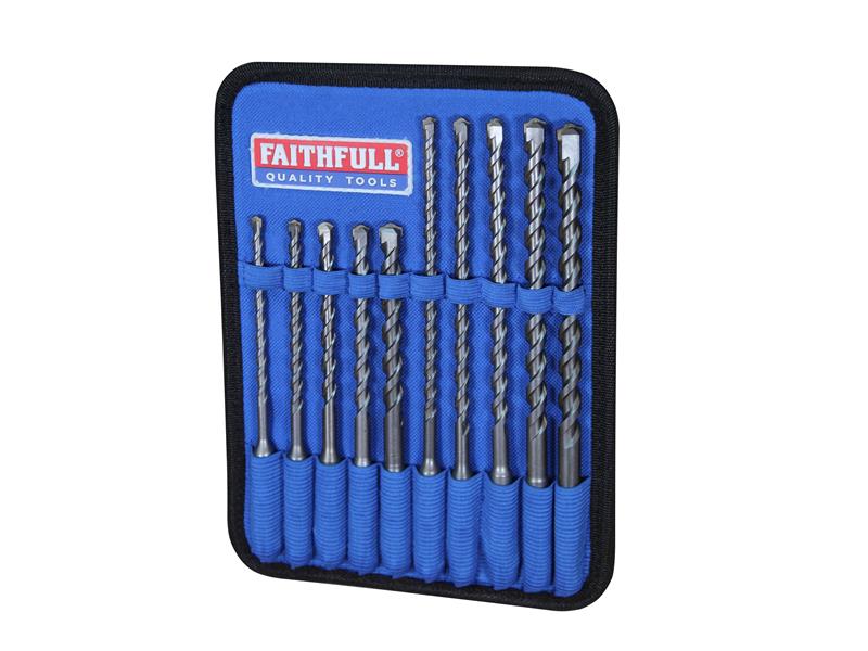 Faithfull SDS Plus Drill Bit Set, 10 Piece