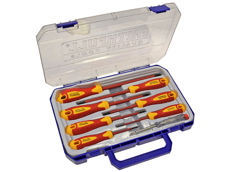 Faithfull VDE Soft Grip Screwdriver Set (Case), 8 Piece