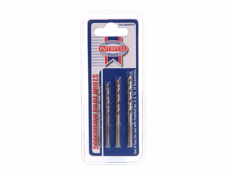 Faithfull Screwsink Pilot Drill Set, 4 Piece