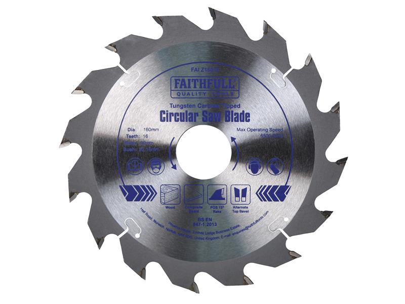 Faithfull TCT Circular Saw Blade 160 x 30mm x 16T POS