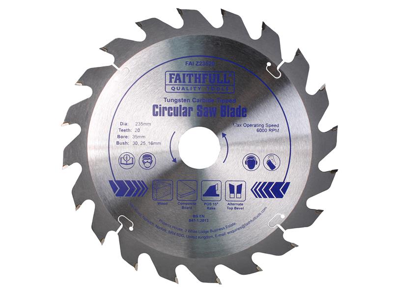 Faithfull TCT Circular Saw Blade 235 x 35mm x 20T POS