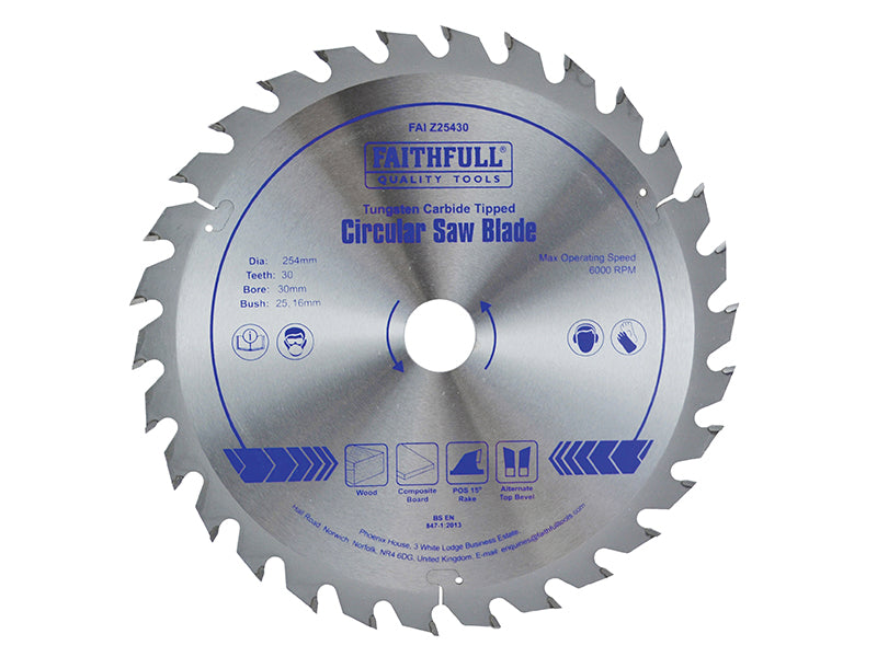 Faithfull TCT Circular Saw Blade 250 x 30mm x 24T POS