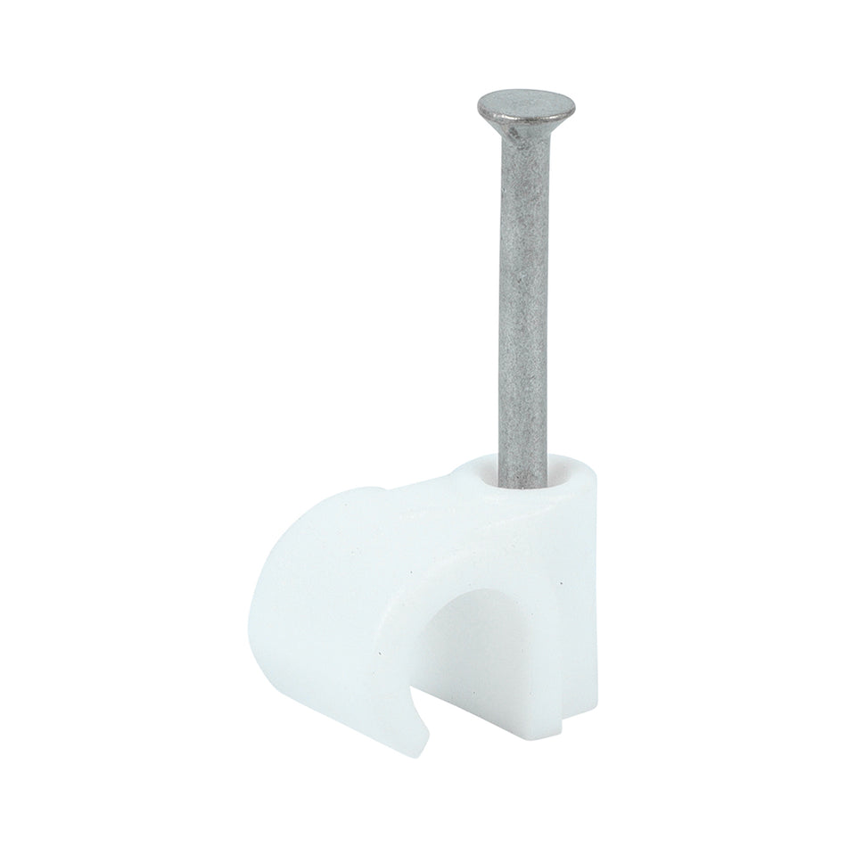 TIMCO Round Cable Clips White - To fit 7.0mm