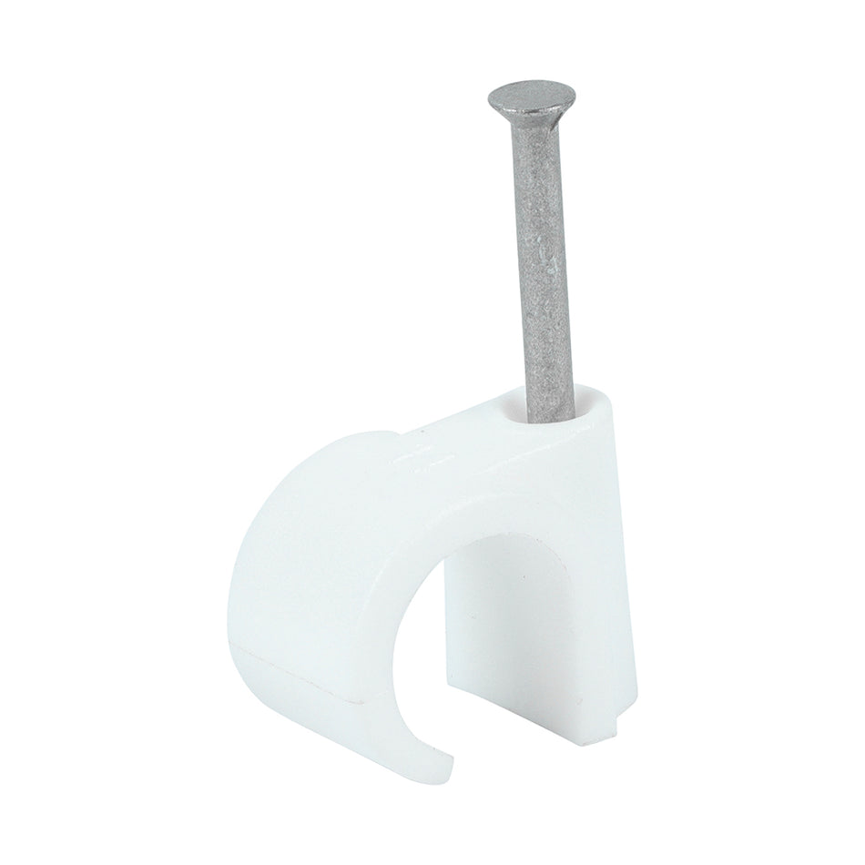TIMCO Round Cable Clips White - To fit 14.0mm