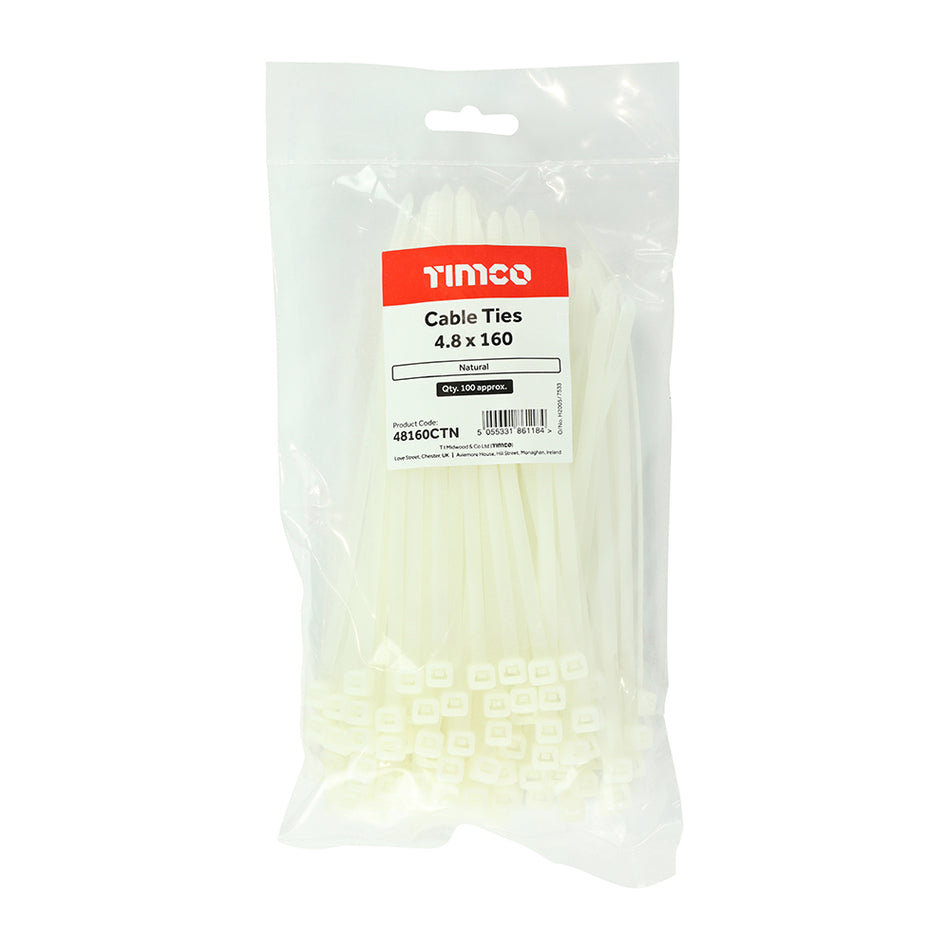TIMCO Cable Ties Natural - 4.8 x 160