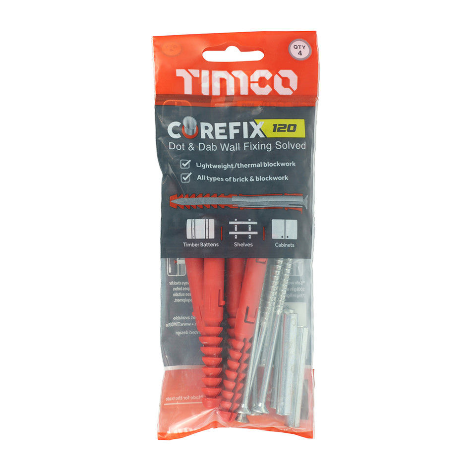 TIMCO Corefix 120 Dot & Dab Wall Fixing - 5.0 x 120