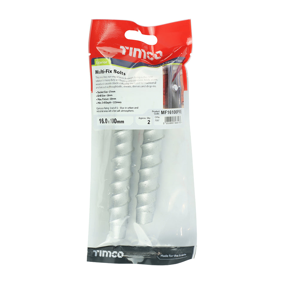 TIMCO Multi-Fix Bolts Hex Head Exterior Silver - 16.0 x 100