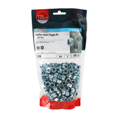 TIMCO Nylon Insert Nuts Type P DIN982 Silver - M8