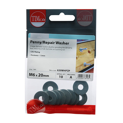 TIMCO Penny / Repair Washers DIN9054 Silver - M6 x 20