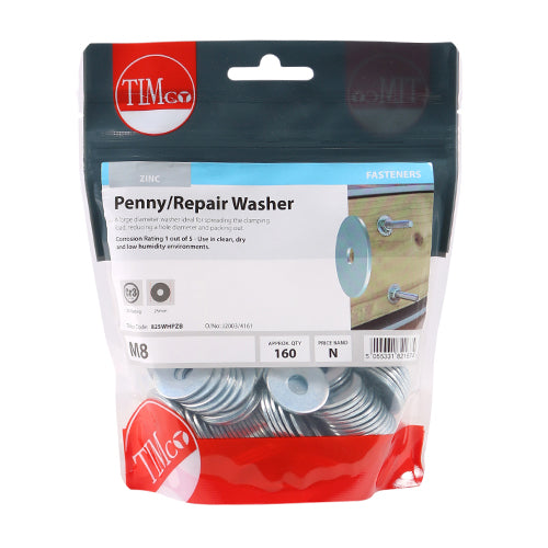 TIMCO Penny / Repair Washers DIN9054 Silver - M8 x 25