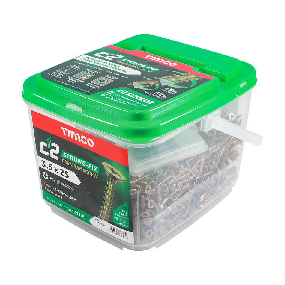 TIMCO C2 Strong-Fix Multi-Purpose Premium Countersunk Gold Woodscrews - 3.5 x 25