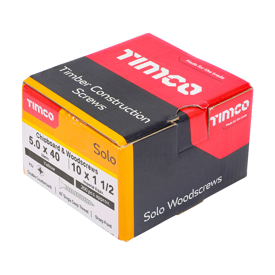 TIMCO Solo Countersunk Gold Woodscrews - 5.0 x 40