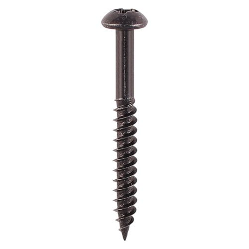 TIMCO Twin-Threaded Round Head Black Woodscrews - 10 x 11/2