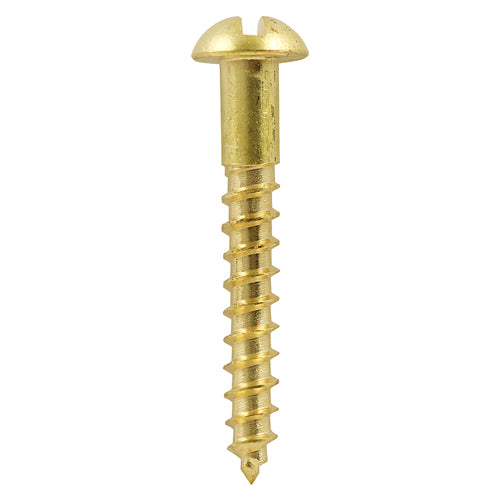 TIMCO Solid Brass Round Head Woodscrews - 8 x 1 1/2