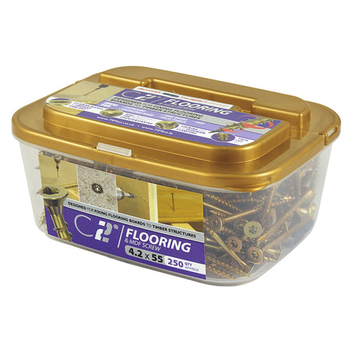 TIMCO C2 Flooring-Fix Premium Flooring & MDF Gold Woodscrews - 4.2 x 55