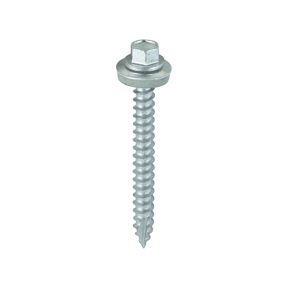 TIMCO Slash Point Sheet Metal to Timber Screws Exterior Silver with EPDM Washer - 6.3 x 60