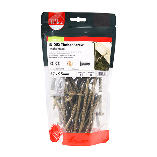 TIMCO Wafer Head Exterior Green Timber Screws  - 6.7 x 95