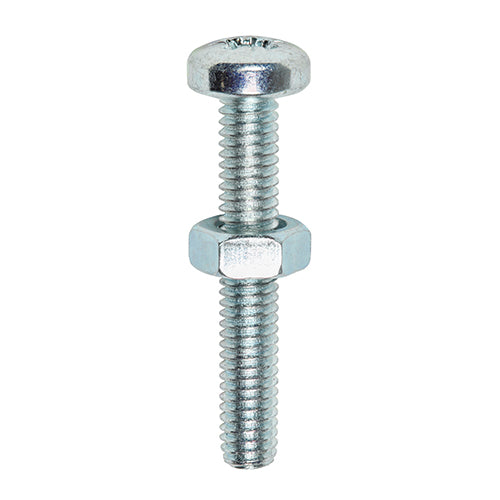 TIMCO Machine Pan Head Screws & Hex Nut Silver - M5 x 30