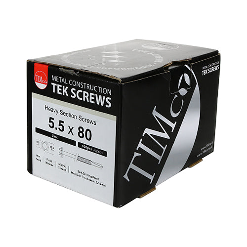 TIMCO Self-Drilling Heavy Section Silver Screws with EPDM Washer - 5.5 x 65