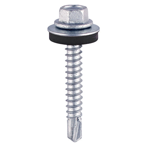 TIMCO Self-Drilling Light Section Silver Screws with EPDM Washer - 5.5 x 19
