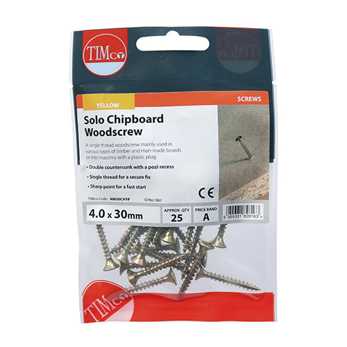 TIMCO Solo Countersunk Gold Woodscrews - 4.0 x 30