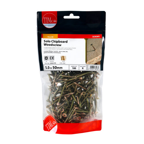 TIMCO Solo Countersunk Gold Woodscrews - 5.0 x 50