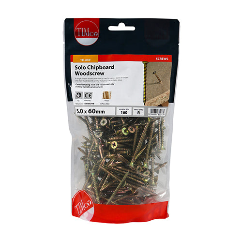 TIMCO Solo Countersunk Gold Woodscrews - 5.0 x 60