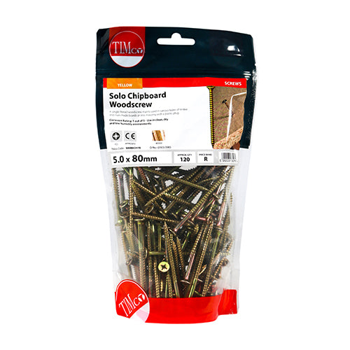 TIMCO Solo Countersunk Gold Woodscrews - 5.0 x 80