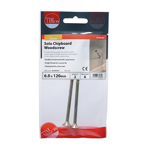 TIMCO Solo Countersunk Gold Woodscrews - 6.0 x 120