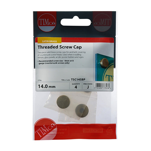 TIMCO Threaded Screw Caps Solid Brass Satin Brass - 14mm