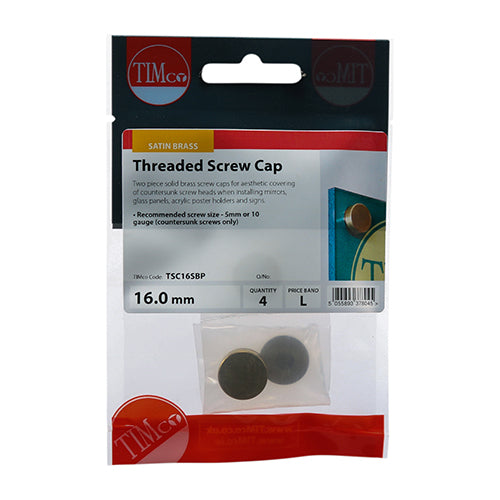 TIMCO Threaded Screw Caps Solid Brass Satin Brass - 16mm